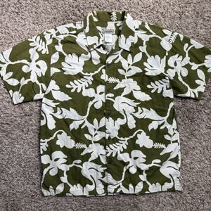 Patagonia Pataloha Button Up SS Shirt White Green Hawaiian Men’s Size Large